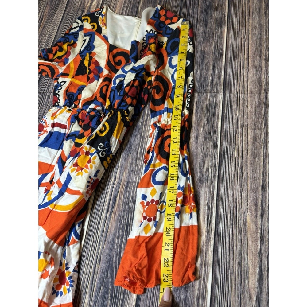 Pitanga Dress Womens M Multicolor Tiered Mini Long Sleeve Boho Chic Casual - Picture 9 of 16